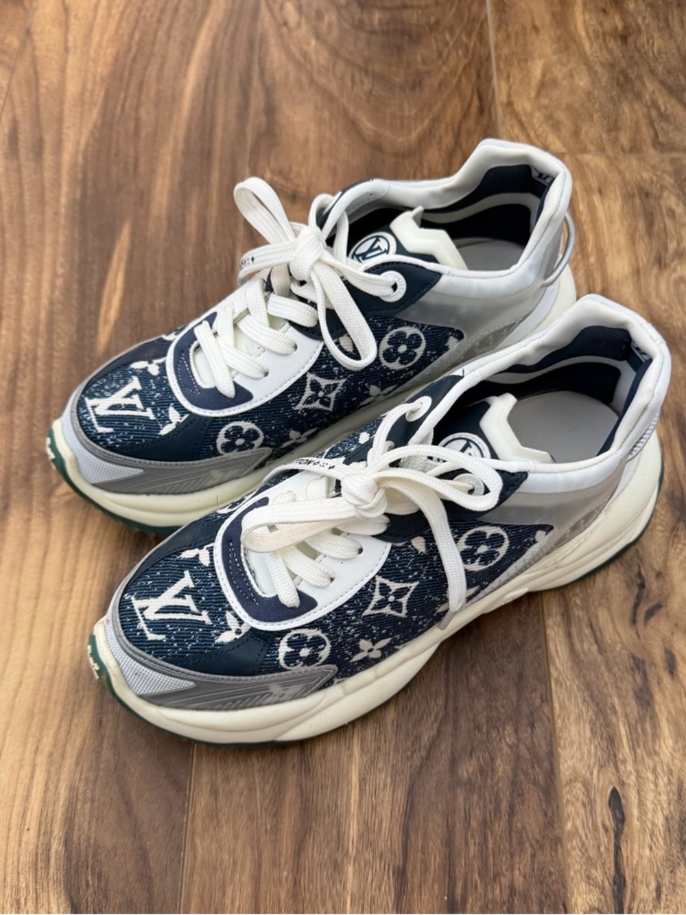 Navy & White Monogram Chunky Sneakers - Picture 2 of 5